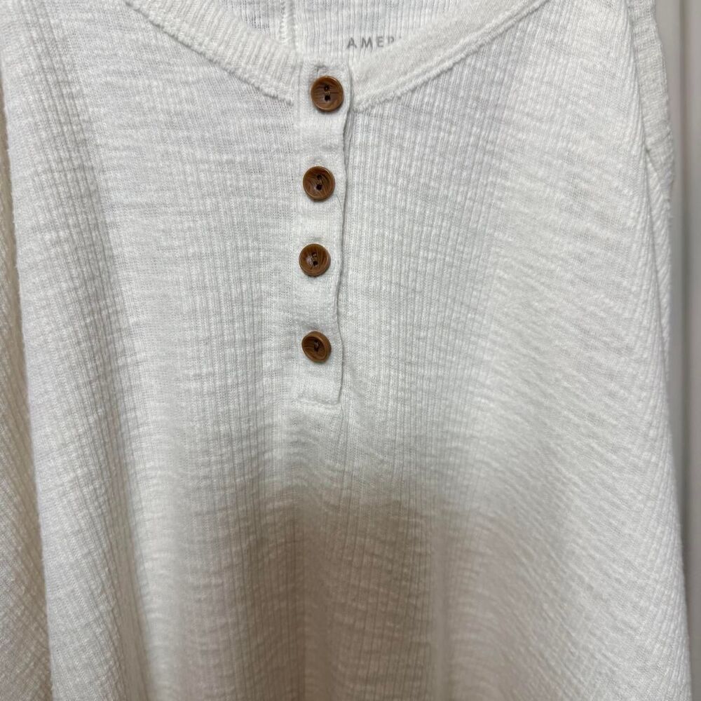 Ivory Ribbed Henley Tank - Picture 2 of 6